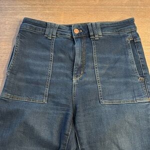 Anthropologie Pilcro high waisted flare leg jeans, dark wash size 28. Like new.